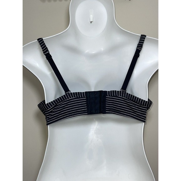 Cacique Womens 42D Black Striped Comfort Cotton T-shirt Bra Underwired Padded - Picture 2 of 4